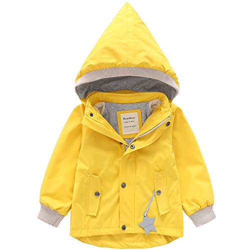 BINIDUCKLING Kids Rain Jacket Toddler Raincoat Girls Boys Spring Jacket 3T Yellow - Image 1