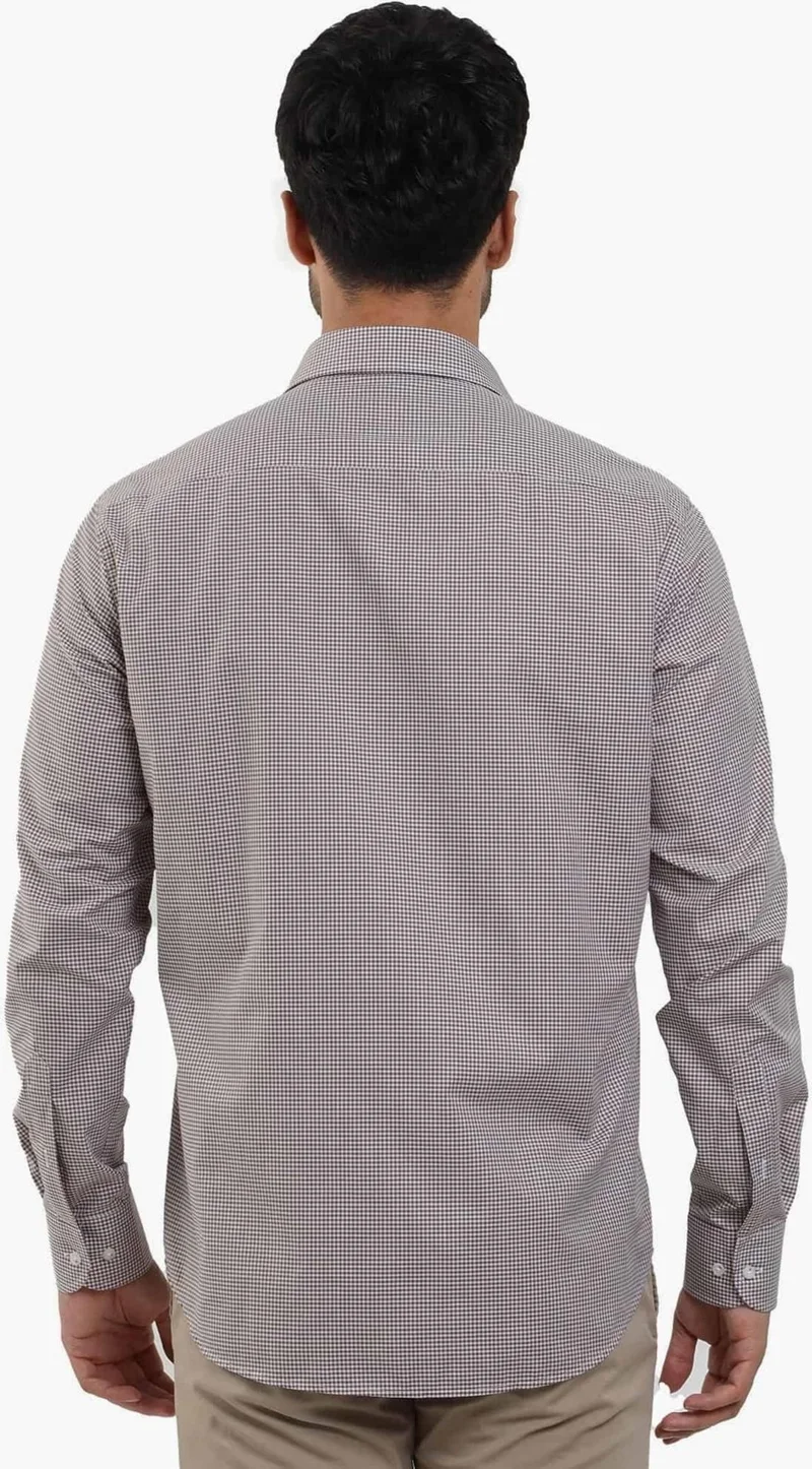 Dufy Brown Men's Regular Fit Pitikare Patterned Button Collar Long Sleeve Shirt - 98369