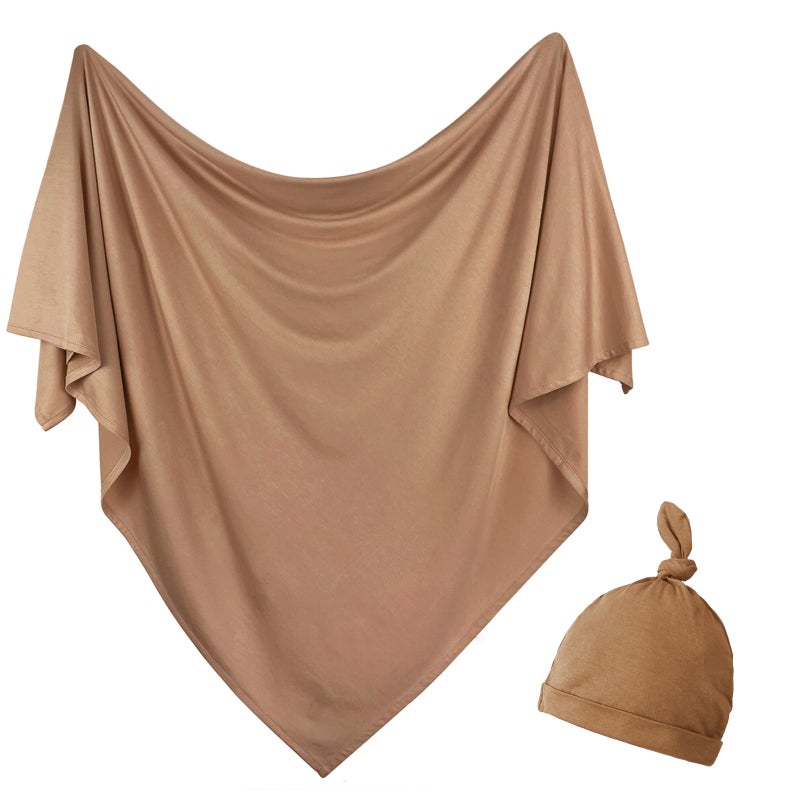 OWLOWLA Newborn Swaddle Set Stretch Wrap Swaddle Receiving Blanket for Baby Boy GirlCopper