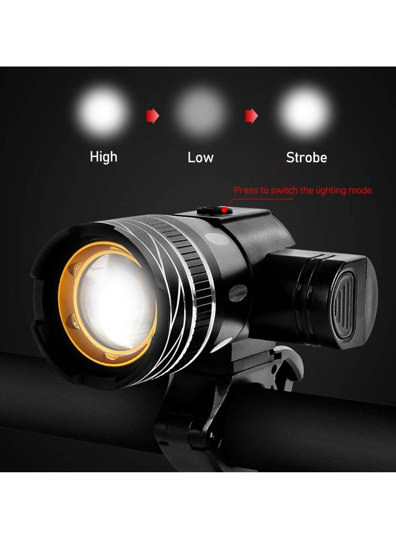 Zikra Bike Light SetUSB Rechargeable Super Bright Bike Front Headlight  Back Tail Light 3 Modes Waterproof Bicycle Lights Fit All Bicycles - Image 3