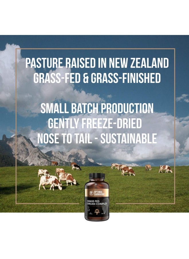 Optimal Carnivore - Grassfed Beef Organs Supplement Grass Fed Organ Complex Liver Brain Heart Thymus Kidney Spleen Gallbladder Pancreas Lung Organ Pills Ancestral Formula (180 Capsules) - Image 1