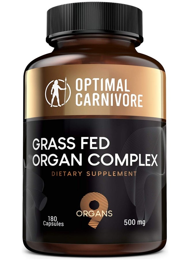 Optimal Carnivore - Grassfed Beef Organs Supplement Grass Fed Organ Complex Liver Brain Heart Thymus Kidney Spleen Gallbladder Pancreas Lung Organ Pills Ancestral Formula (180 Capsules) - Image 1