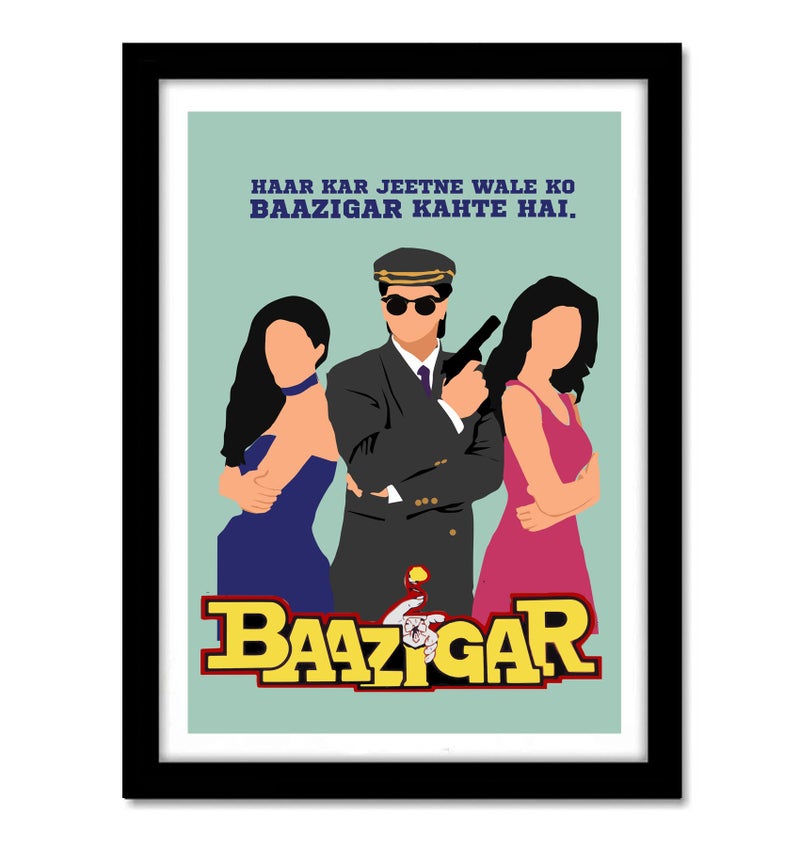 GRAY WALL Good Hope - Bollywood Movies Baazigar Movie Framed Poster Acrylic Glass For Room & Office (10 Inch X 13 Inch Multicolor) - Image 1