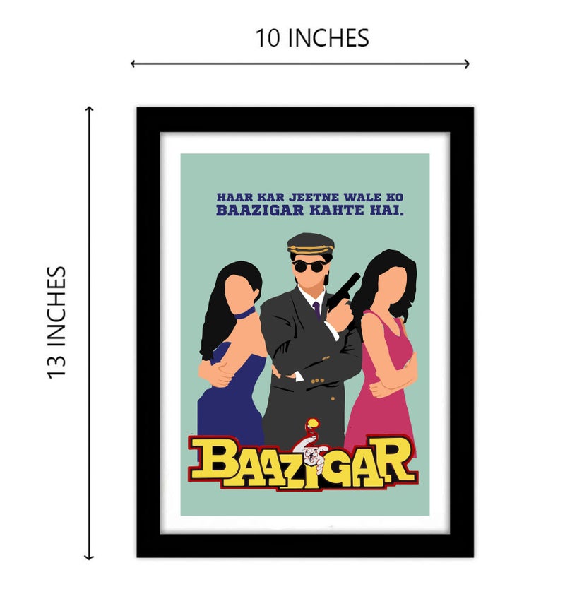 GRAY WALL Good Hope - Bollywood Movies Baazigar Movie Framed Poster Acrylic Glass For Room & Office (10 Inch X 13 Inch Multicolor) - Image 2