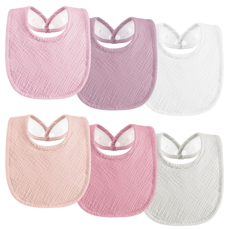 Kewlife gift Muslin Baby Bibs 6-Pack Baby Drool Bandana Bibs for Baby Girls Boys Infant Newborn Toddler Drooling and Teething (Macaron Pink) - Image 1