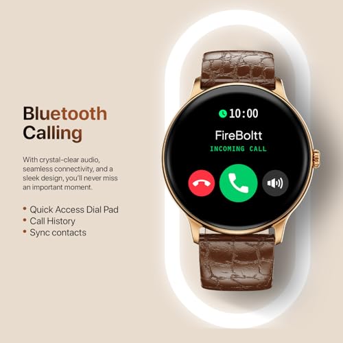 Fire-Boltt Fire‑Boltt Phoenix Classic Round Smart Watch 1.39″ HD Display with Bluetooth Calling,AI Voice Assistant,SpO2 & Heart Rate Monitor, 120+ Sports Modes,IP67 Waterproof Smart Watch for Men & Women - Brown - Image 5