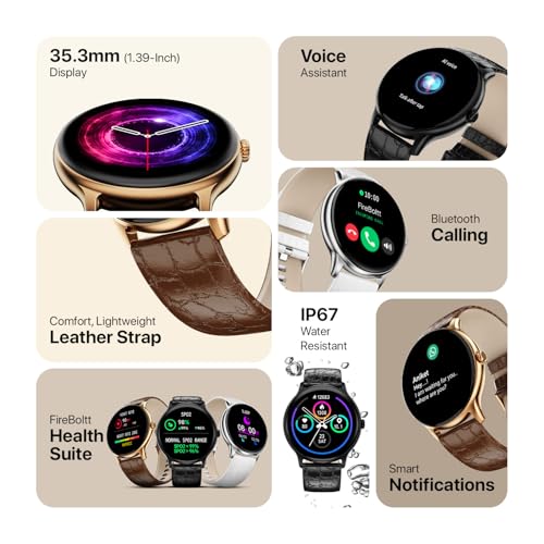 Fire-Boltt Fire‑Boltt Phoenix Classic Round Smart Watch 1.39″ HD Display with Bluetooth Calling,AI Voice Assistant,SpO2 & Heart Rate Monitor, 120+ Sports Modes,IP67 Waterproof Smart Watch for Men & Women - Brown - Image 3