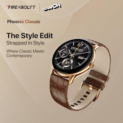 Fire-Boltt Fire‑Boltt Phoenix Classic Round Smart Watch 1.39″ HD Display with Bluetooth Calling,AI Voice Assistant,SpO2 & Heart Rate Monitor, 120+ Sports Modes,IP67 Waterproof Smart Watch for Men & Women - Brown - Image 2