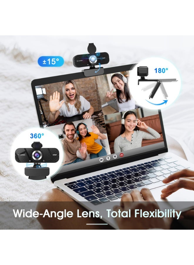 BESTPEAK USB Computer Webcam Built-in Microphone  Web Cameras for Computers  HD Digital Live Desktop Laptop Online Class Video Conferencing Camera zoom meeting conference  30 FPS Full HD Web Camera  360°Rotation Angle 110°View USB Camera for Calls/Conference/Laptop/Computer（1080P) - Image 4