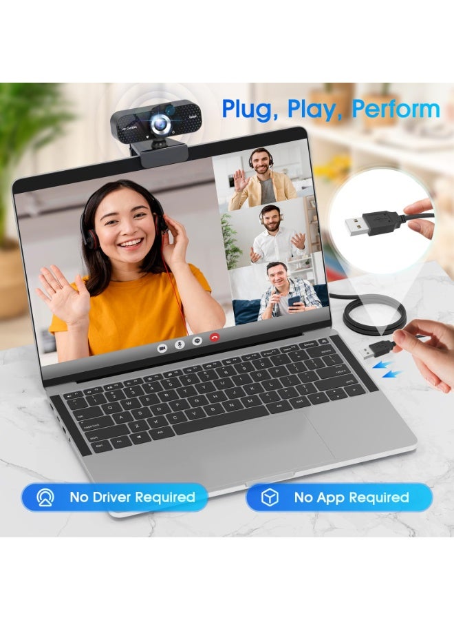 BESTPEAK USB Computer Webcam Built-in Microphone  Web Cameras for Computers  HD Digital Live Desktop Laptop Online Class Video Conferencing Camera zoom meeting conference  30 FPS Full HD Web Camera  360°Rotation Angle 110°View USB Camera for Calls/Conference/Laptop/Computer（1080P) - Image 3