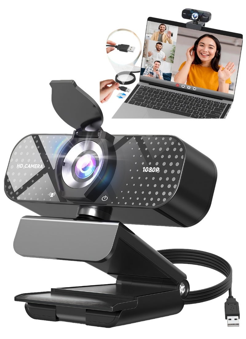 BESTPEAK Web Cameras for Computers，1080P USB Webcam with Microphone，080P/30fps 720P/60fps Stream Camera， 360° Rotatable, 110° Wide Angle, Auto Light Adjustment, Plug and Play for PC/Laptop/Desktop/Video Calling/Conferencing Full HD 1080p Noise Reduction Digital Mic - Image 1