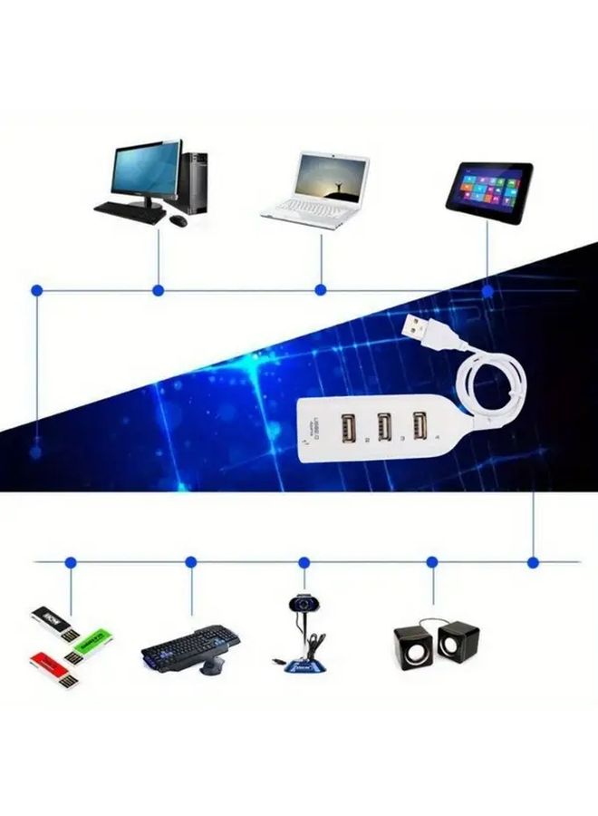 White USB 3 0 Hub With 4 Ports Card Reader Extender Cable And Power Adapter - Image 5