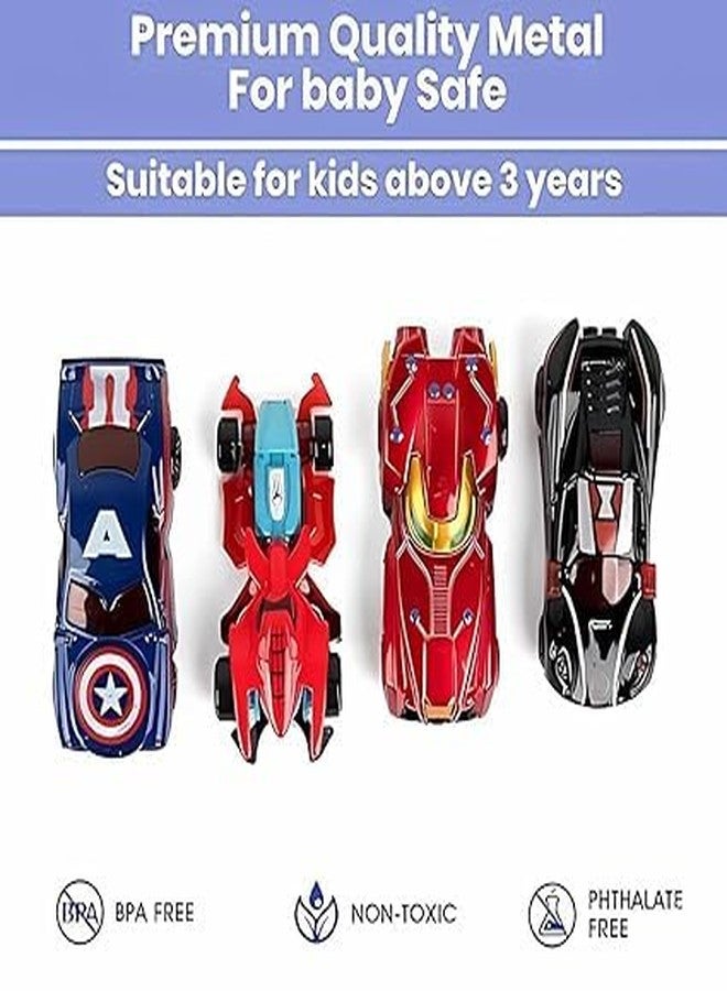 HELLYZ Mini Metal Die-Cast Car Set of 4 - Free Wheel High-Speed Cars for Kids | Durable, Unbreakable Toy Vehicles for Fun & Exciting Playtime Adventures - Multicolor - Image 4