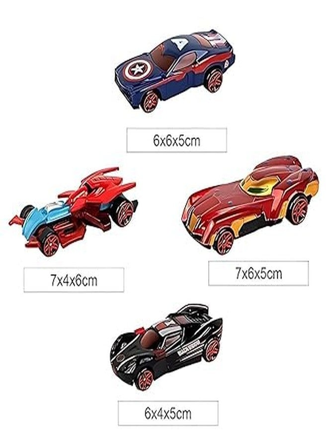HELLYZ Mini Metal Die-Cast Car Set of 4 - Free Wheel High-Speed Cars for Kids | Durable, Unbreakable Toy Vehicles for Fun & Exciting Playtime Adventures - Multicolor - Image 2