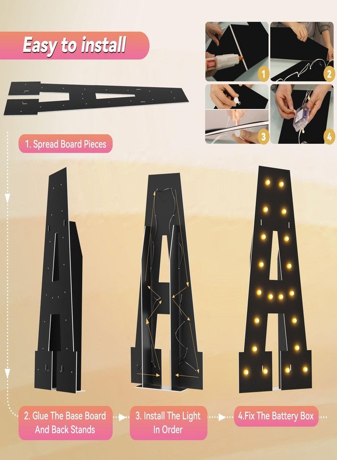 LOBOOM 4FT Marquee Light Up Letters, Black Marquee Letters Large Mosaic Letters R, Pre-cut Foam Board Set Can Be Used for Birthday Party Grad Prom Party Decoration Wedding Event Baby Shower - Image 5