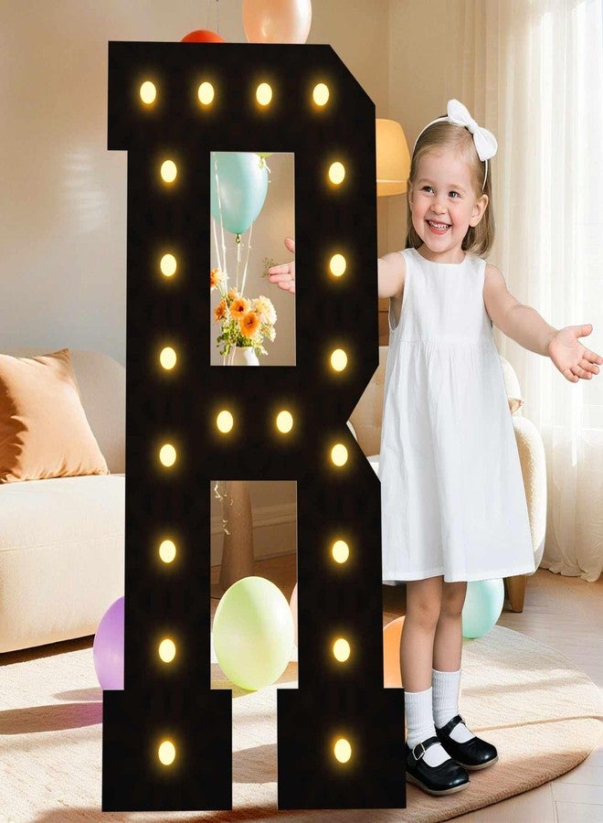 LOBOOM 4FT Marquee Light Up Letters, Black Marquee Letters Large Mosaic Letters R, Pre-cut Foam Board Set Can Be Used for Birthday Party Grad Prom Party Decoration Wedding Event Baby Shower - Image 1
