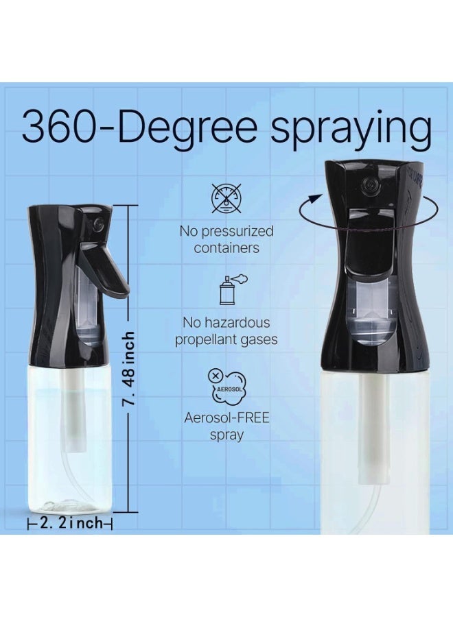 Home Spray Bottle for Hair (200ml) - Black Continuous Empty Ultra Fine Plastic Water Mist Sprayer – For Hairstyling,Curly Hair,Cleaning, Salons, Plants, Essential Oil Scents - Image 2