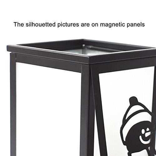 GiveU Decorative Led Candle Lantern with Timer Rustic Candle Lantern with Twelve Magnetic Seasonal Themed Panels ,5 x 5 x 8.5" Black - Image 5