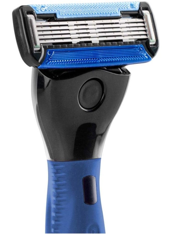 Ustraa - Gear 5 Shaving Razor With Handle And Blade, Blue - Image 1