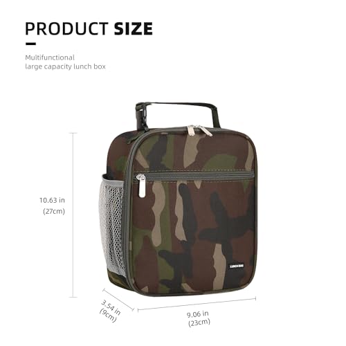 Lovoeo Lunch box Lunch bag for men women Insulated Lunchbox Lunch bags for Work Picnic Travel Green camo - Image 3