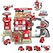 deAO Fire Station Toy with Fire Truck Set Firefighting Playset Pretend Play Toy with Car Helicopter and Accessories Birthday Gifts for Toddlers 3 - Image 2