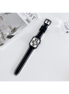 Replacement Strap Two-color Silicone Hydraulic Buckle Watch Band For Apple Watch Series 9&8&7 41mm / SE 3&SE 2&6&SE&5&4 40mm / 3&2&1 38mm Black White