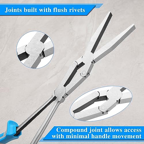 SPEEDWOX 13-Inch Double-Joint Pliers - Serrated Jaw Dual Pivot Long Reach Compound Action Flat Nose Duckbill Pliers - Image 3