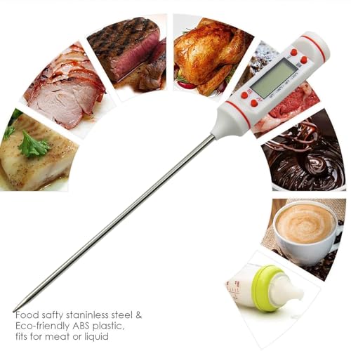 Themisto Digital LCD Cooking Food Meat Probe Kitchen BBQ Thermometer Temperature Test Pen| Instant Read (White) - Image 2