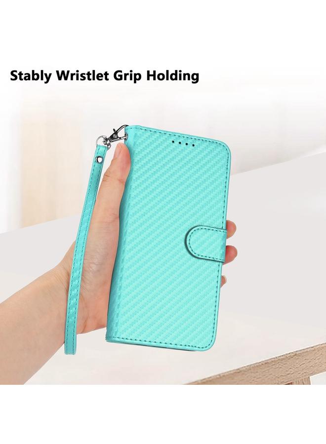 S-TOP Case For iPhone 15 Pro YX0070 Carbon Fiber Buckle Leather Phone Case with Lanyard - Image 5