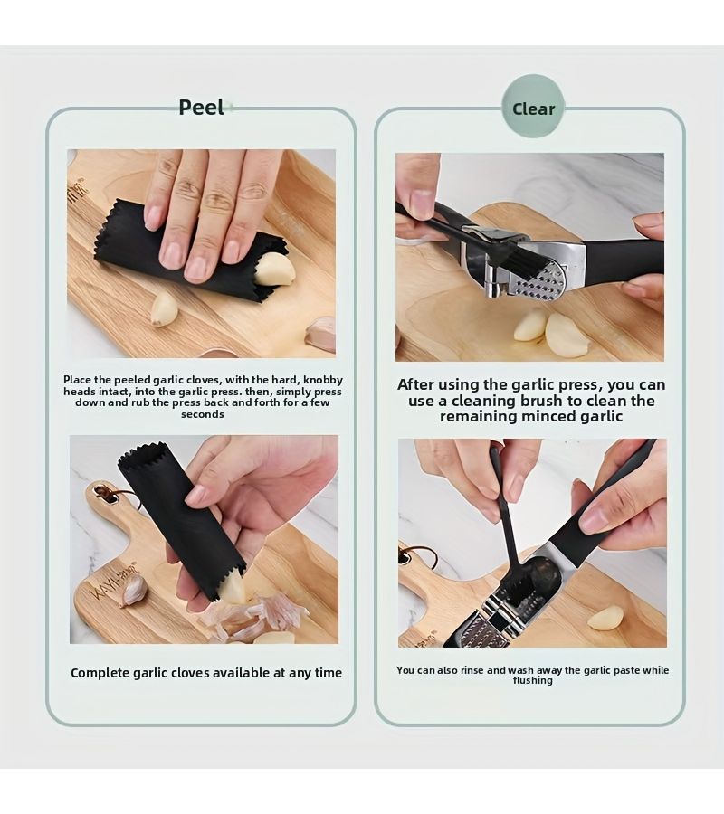 Zinc Alloy Garlic Press Manual Ginger Garlic Walnut Cracker 1 Piece Kitchen Gadget - Image 5