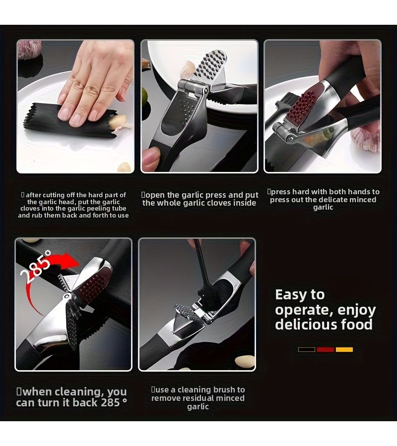Zinc Alloy Garlic Press Manual Ginger Garlic Walnut Cracker 1 Piece Kitchen Gadget - Image 4