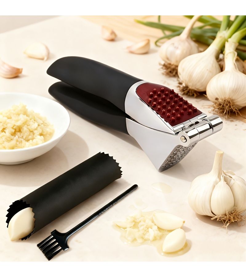 Zinc Alloy Garlic Press Manual Ginger Garlic Walnut Cracker 1 Piece Kitchen Gadget - Image 2
