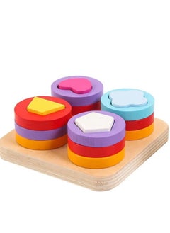 Generic TOYARTSY Wooden Sorting and Stacking Toys for Kids Geometri Shape Color Blocks Puzzle Early Learning Board Game Gifts for Kids  - Image 2