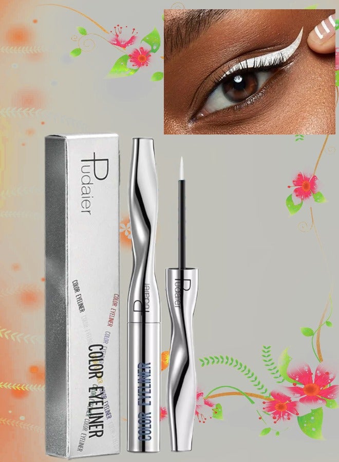 pudaier قلم كحل سائل ملون سريع الجفاف سهل التلوين لامع ومطفأ دقيق لخط العين مكياج لا يتقشر ولا يتلطخ مقاوم للماء وطويل الأمد قلم كحل أبيض 23 - Image 1