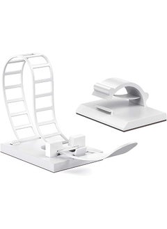 AGPtek Clips Self-Adhesive Set, AGPTEK 50 PCS Cable Organizer Cord Holder, Cable Wire Clips Management Set for Car, Office and Home (25 Pieces Cable Clips & 25 Pieces Adjustable Cable Ties), White  - Image 1