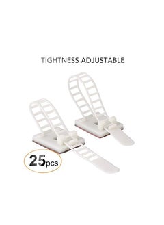 AGPtek Clips Self-Adhesive Set, AGPTEK 50 PCS Cable Organizer Cord Holder, Cable Wire Clips Management Set for Car, Office and Home (25 Pieces Cable Clips & 25 Pieces Adjustable Cable Ties), White  - Image 3