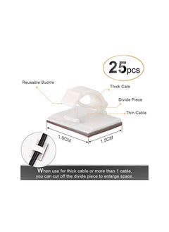 AGPtek Clips Self-Adhesive Set, AGPTEK 50 PCS Cable Organizer Cord Holder, Cable Wire Clips Management Set for Car, Office and Home (25 Pieces Cable Clips & 25 Pieces Adjustable Cable Ties), White  - Image 2