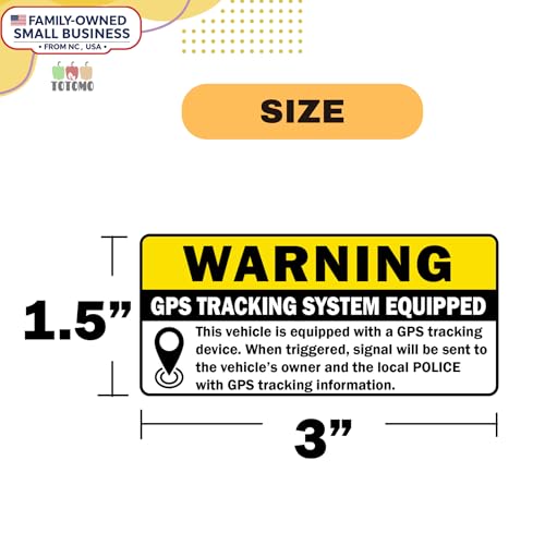 TOTOMO 8pc GPS Tracking Sticker Anti-Theft Car Vehicle Warning Sign - 3" x 1.5" Self Adhesive Sign (4pc Front Adhesive + 4pc Back Adhesive Stickers) - Image 3