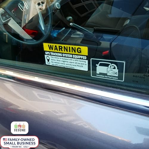 TOTOMO 8pc GPS Tracking Sticker Anti-Theft Car Vehicle Warning Sign - 3" x 1.5" Self Adhesive Sign (4pc Front Adhesive + 4pc Back Adhesive Stickers) - Image 4