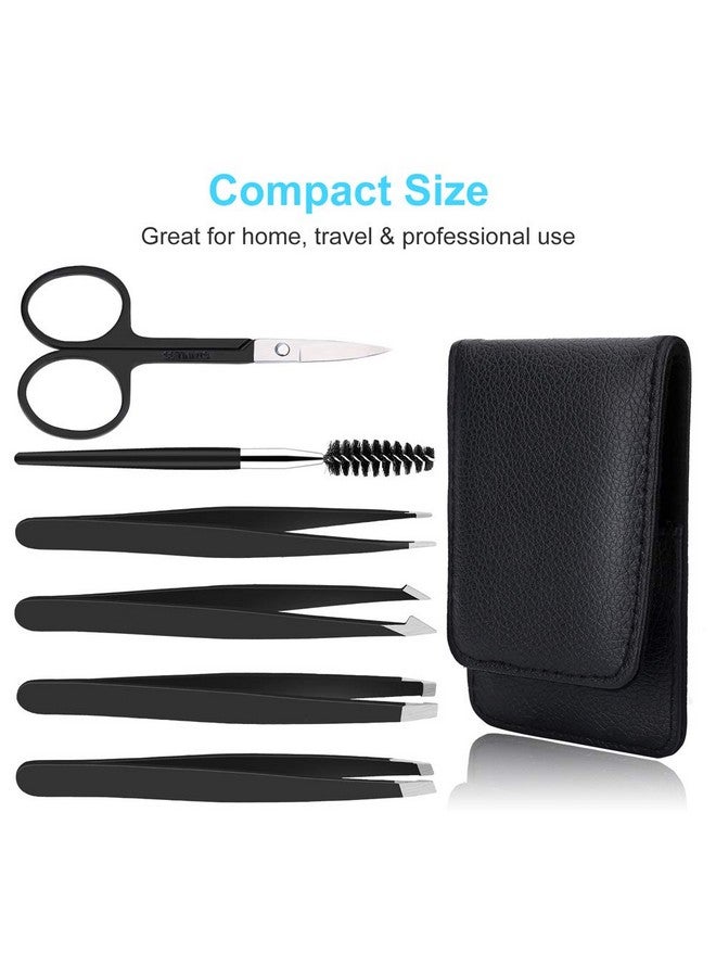 UUBAAR Tweezers, [6+1 Pcs] Tweezer Kit, Professional Tweezers Set, Eyebrow Tweezers, Tweezers For Women Facial Hair, Men Women Eyebrow Tweezer Set, Tweezers For Wig Plucking, Ingrown Hair Removal, Splinter - Image 2