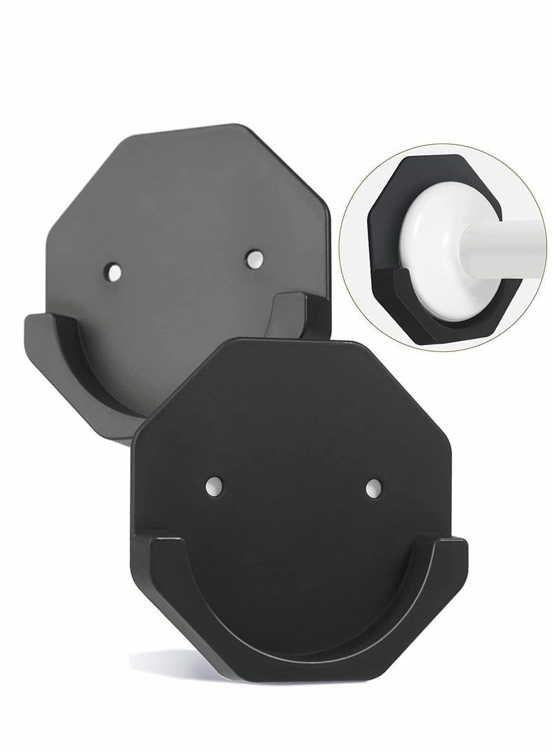 Shower Curtain Rod Holder 2PCS Adhesive Shower Rod Wall Mount Holder for Wall/Bathroom No Drilling Stick On Black (Shower Curtain Rod Not Included)  - Image 1