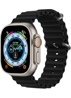 for Apple Watch Band Strap 42mm 44mm 45mm 49mm Ocean Soft Silicone Wristband Sport Replacement Bands with Adjustable Stainless Steel Buckle for iWatch Ultra Series 8 7 SE 6 5 4 3 2 1（Black）