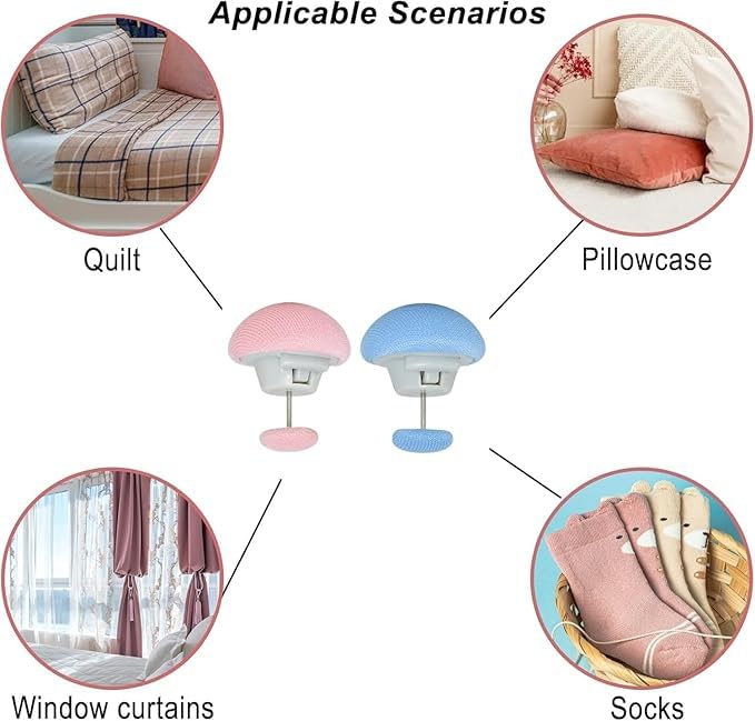 ZONVER ZONVER Bed Sheet Clips Mushroom Duvet Cover Pins Holding Clips NonSlip Cover Fixator Comforter Quilt AntiMovement Bed Quilt Clamps with OneKey Unlock for Blanket Color Pink Blue Mix Pack of 12 - Image 5