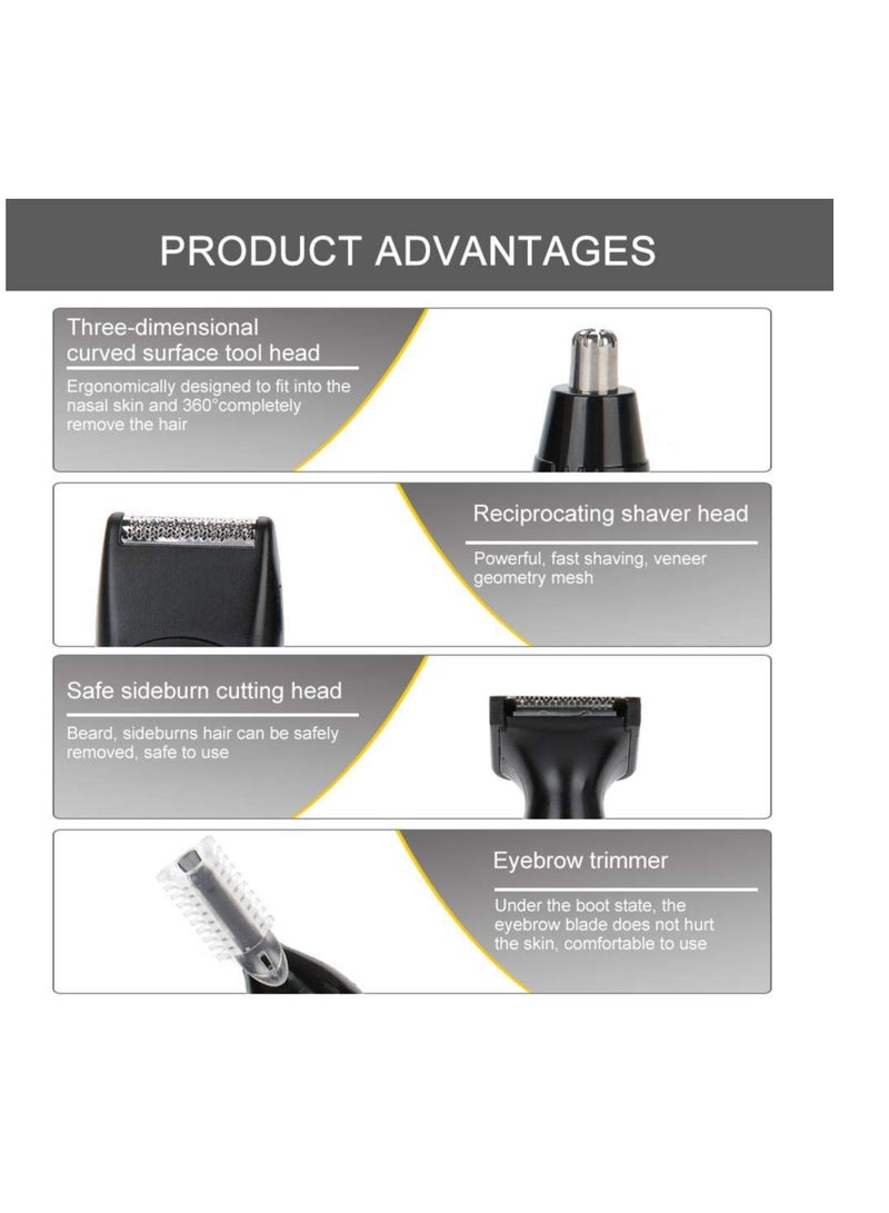 SYOSI Men's Electric Shaving Groomer Set, Waterproof 4 in 1 360 Degree Nose Ear Hair Trimmer Beard Sideburn Eyebrow Underarms Hair Remover with Wet Dry Cleaning System - Image 4