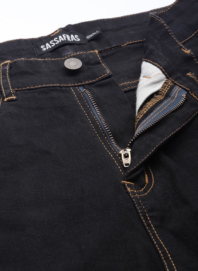 SASSAFRAS Black Straight Fit High-Rise Jeans for Women - Image 5