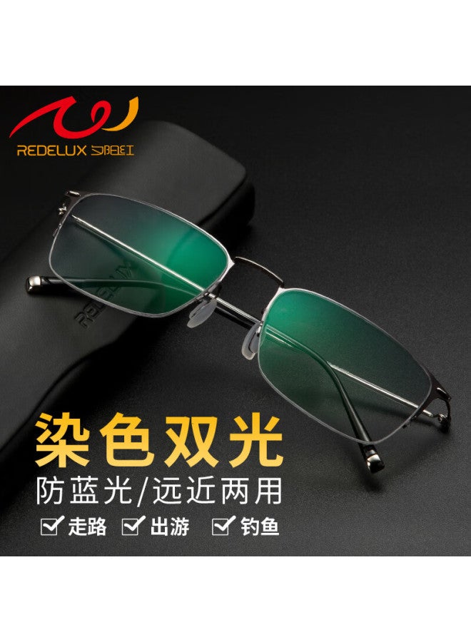 Sunset Red Xiyanghong Reading Gl For Men, Bifocal Anti-blue Light Invisible Dual-light High-end Brand High-definition Reading Gl Ax5330, 300 Degrees - Image 1
