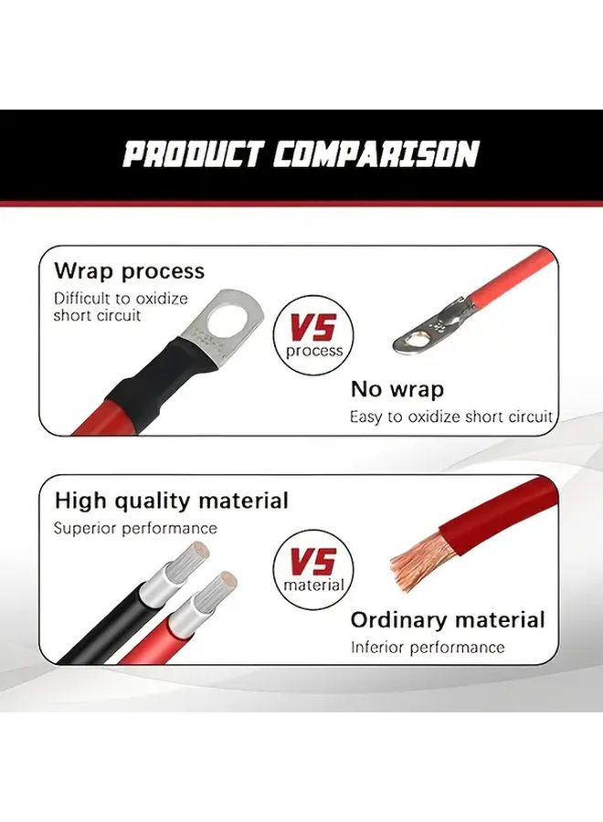 2 AWG 6ft Pure Copper Battery Inverter Cable With Lugs For Car Marine RV Truck - Image 4
