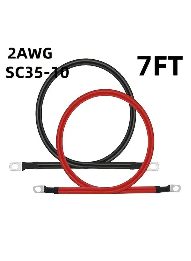 2 AWG 6ft Pure Copper Battery Inverter Cable With Lugs For Car Marine RV Truck - Image 1