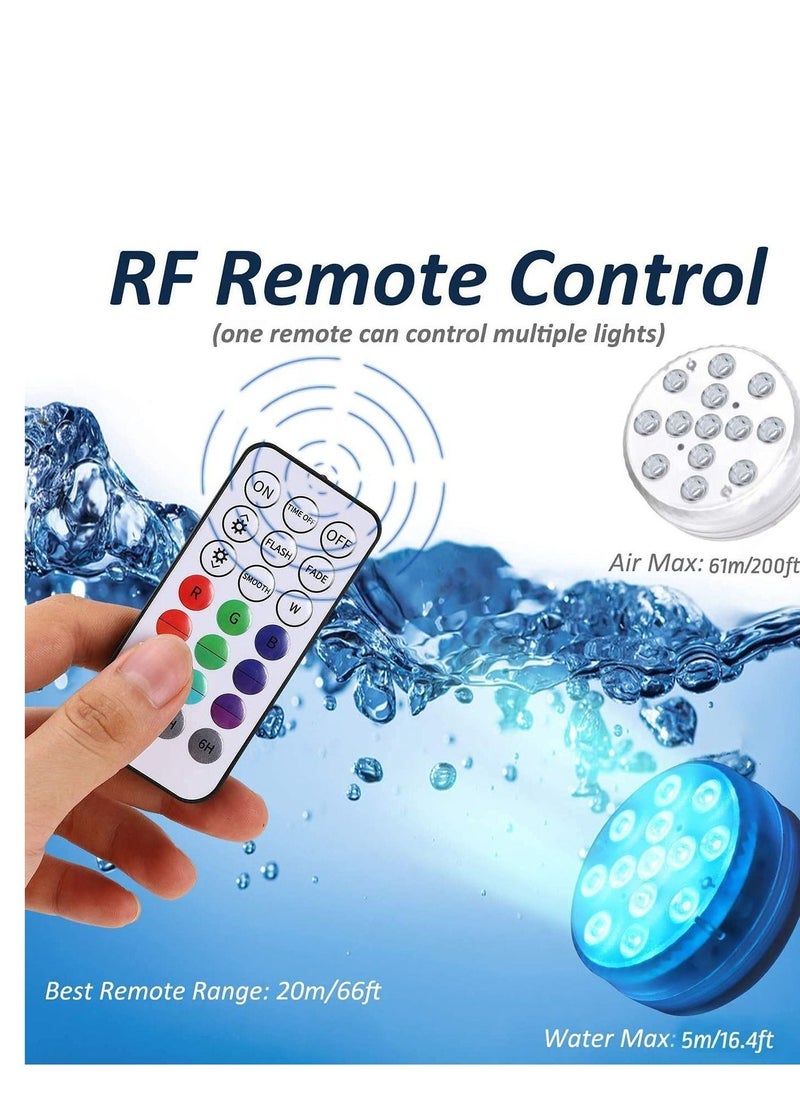 Pool Lights, littobia Submersible LED Lights with Magnet and Suction Cups, RF Remote Pool Lights, IP68 Waterproof, Underwater Timing with 13 LED Pool Light 1 Pack2.8 INCH - Image 5