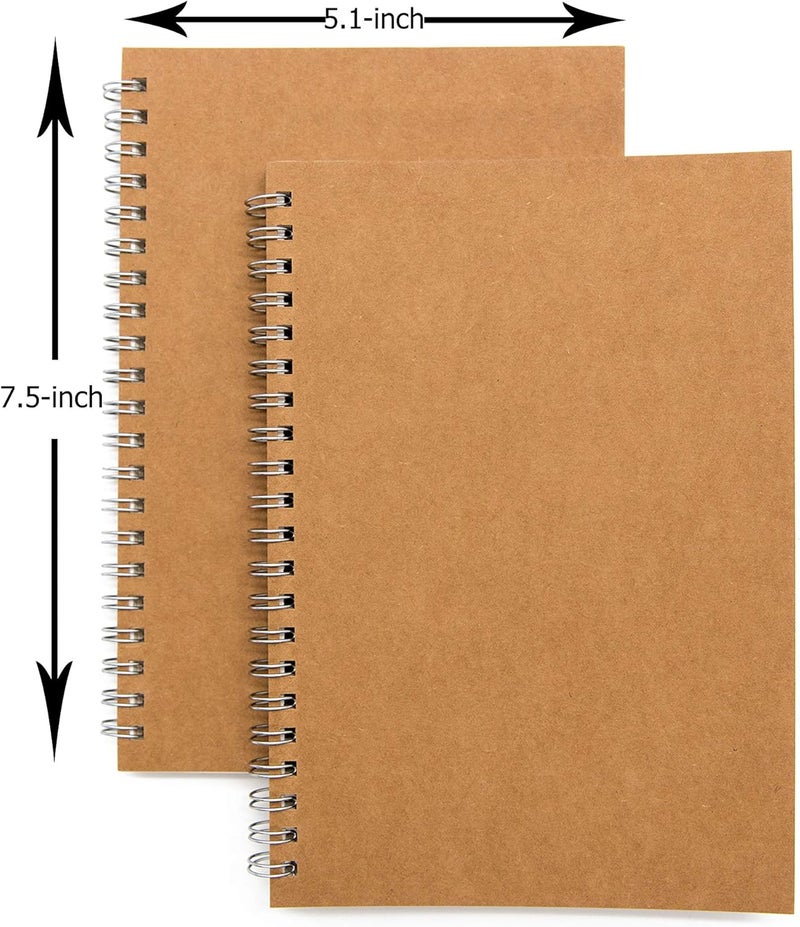 DSTELIN Soft Cover Spiral Notebook Journal 2-Pack, Blank Sketch Book Pad, Wirebound Memo Notepads Diary Notebook Planner with Unlined Paper, 100 Pages/ 50 Sheets, 7.5 inch x 5.1 inch (Brown) - Image 2